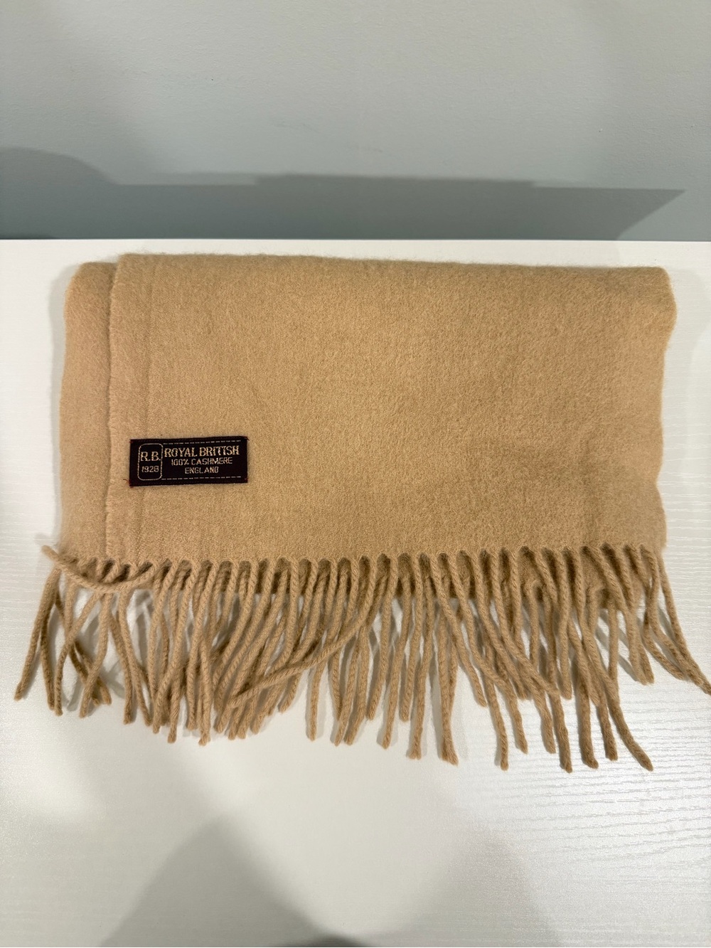 Cashmere-Blend Camel Fringe Scarf